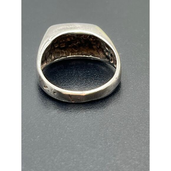 Native Vintage Sterling Silver Oval Bezel Turquoise Ring Openwork Band Size 8 - Picture 6 of 15